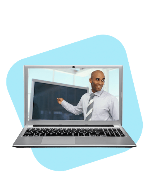 laptop and man teaching class